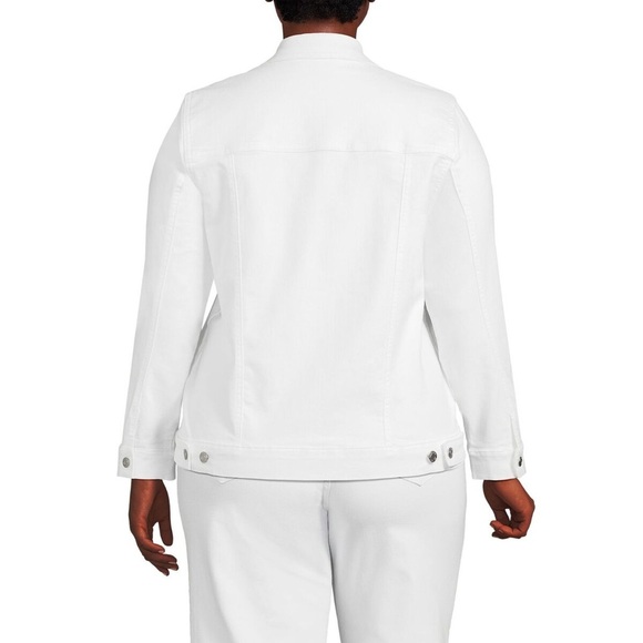 Lands End NWT Women's White Denim Classic Trucker Jean Jacket - Picture 4 of 5